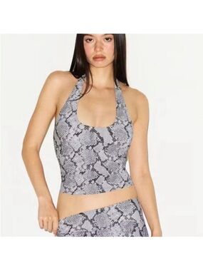 SKIMS NWT Cling Matte HalterTop - Chrome Snakeskin